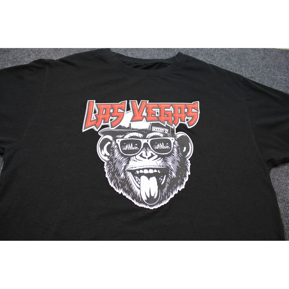 Las Vegas Monkey Sunglasses Graphic T-Shirt Mens Black Short Sleeve XL - Picture 2 of 7